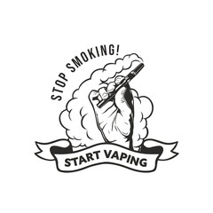 Poster - Retro hand holding vapor logo. smoking electronic cigarettes logo design template