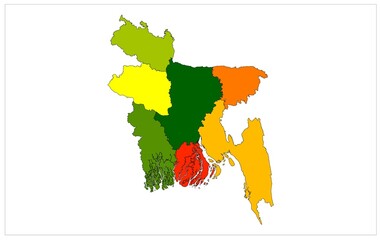 Wall Mural - Colorful Bangladesh Bibhag or Division Vector map