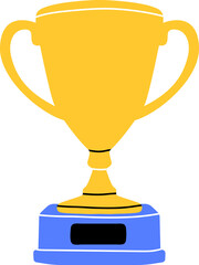 gaming vintage and retro element. champion cup in flat line style. hand drawn graphic winner's troph