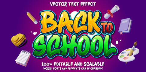 Back to School editable vector text effect