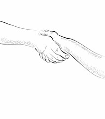 Wall Mural - Humain hands drawing line art