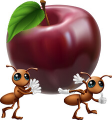 Sticker - Ants carrying a big apple