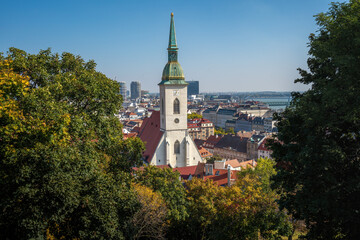 Canvas Print - Aerial view of St. Martin Cathedral and Bratislava city - Bratislava, Slovakia