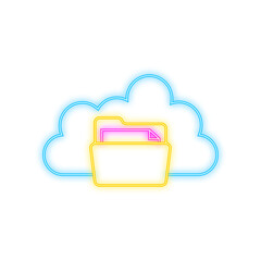 Poster - Files cloud, great design for any purposes. Abstract infographic. Internet technology. Neon icon. Web banner.