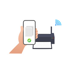 Printer icon with wifi wireless symbol. Wireless printer. Vector stock illustration.