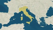 Zoom In To The Map Of Italy With Text, Textless, And With Flag