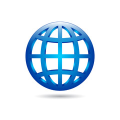 Canvas Print - Globe Web Internet Icon 3d Render Vector Illustration Isolated on White