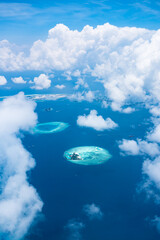 Wall Mural - Aerial view of tropical islands in the Maldives