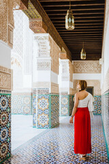 woman in a dress in a mosque