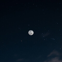 Full moon on the background of the night starry sky . Night