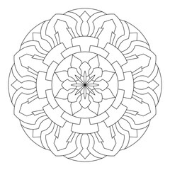 Wall Mural - Mandala pattern illustration. An Oriental decorative round ornament can be used for meditation background, therapy, and a coloring page.