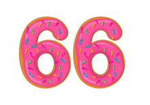 Number 66, Sweet Donut With Number Sixty Six Shape.