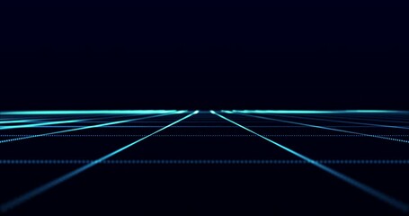 Wall Mural - The camera advances through the space of the blue grid lines. Seamless loop.