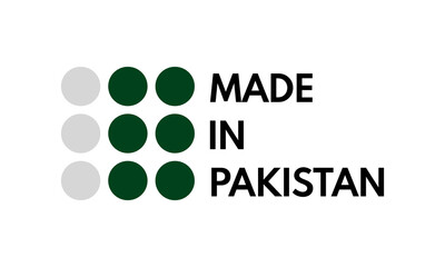 Wall Mural - made in pakistan, vector logo with pakistani flag painted circles