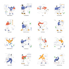 Canvas Print - Collection of Trendy Flat Illustrations

