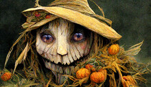 A Stylized Halloween Scarecrow Witch Face