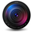 © Cobalt - Camera photo lens 3D icon, realistic technology symbol design, vector illustration.