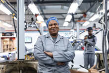 Portrait Of Happy African American Mechanic Woman