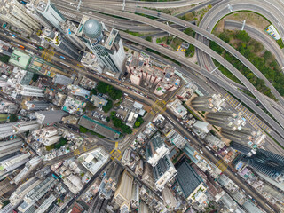 Fototapete - Sheung Wan, Hong Kong Top view of Hong Kong city