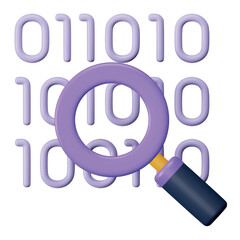 Binary code 3d rendering isometric icon.