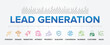 Lead Generation concept process vector icons set infographic background.