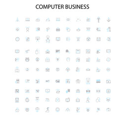 Wall Mural - computer business concept icons, signs, outline symbols, concept linear illustration line collection