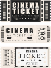 Ticket Template Set. Pass Card Design. Isolated On White Background. Vector Illustration.