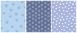 Simple Hand Drawn Irregular Floral Vector Patterns.Freehand Brush Daisy and Tulip Flowers isolated on a Violet, Dark and Light Blue Background.Infantile Style Abstract Garden Print ideal for Fabric.