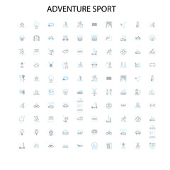 adventure sport icons, signs, outline symbols, concept linear illustration line collection