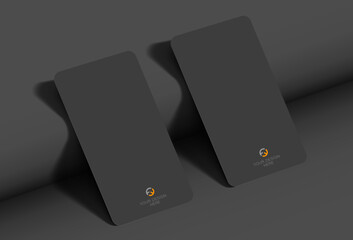 Wall Mural - Mockup of a realistic business card with rounded corners, on a textured background with realistic shadows. Vector illustration EPS 10
