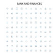 © Nina - bank and finances icons, signs, outline symbols, concept linear illustration line collection