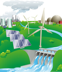 Wall Mural - Electricity power generation illustration