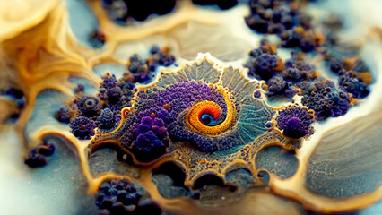 Wall Mural - Abstract festive background with burning fantastic swirl. Fantasy Mandelbrot fractal patterns. Festive wallpaper. Digital fractal art. 3d rendering. 