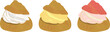Cream puff, shu cake, 
a small hollow pastry typically filled with cream, hollow pastry, choux a la creme vintage illustration, scone