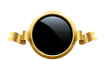 Wall Mural - gold circle frame and ribbon with shine and sparkle light effect, 3d golden circular ring