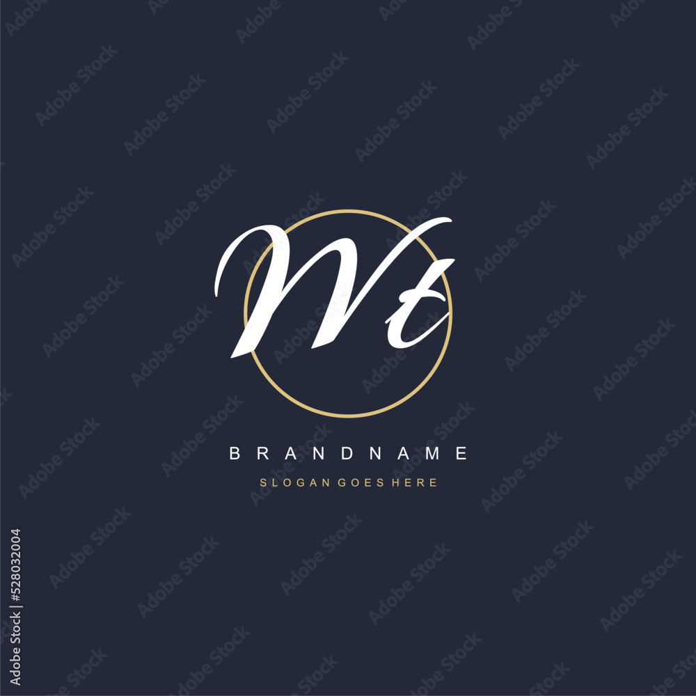 Initial letter WT logo monogram feminine style with circle line design ...