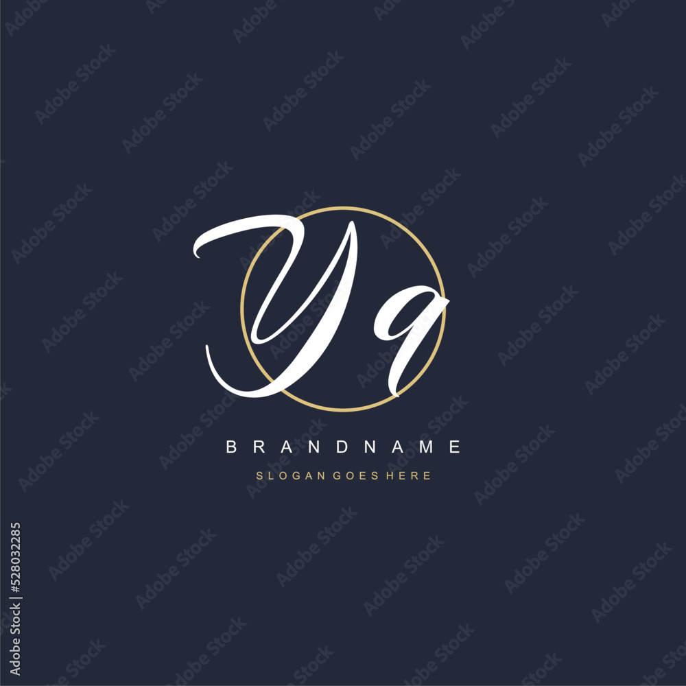 Initial letter YQ logo monogram feminine style with circle line design ...