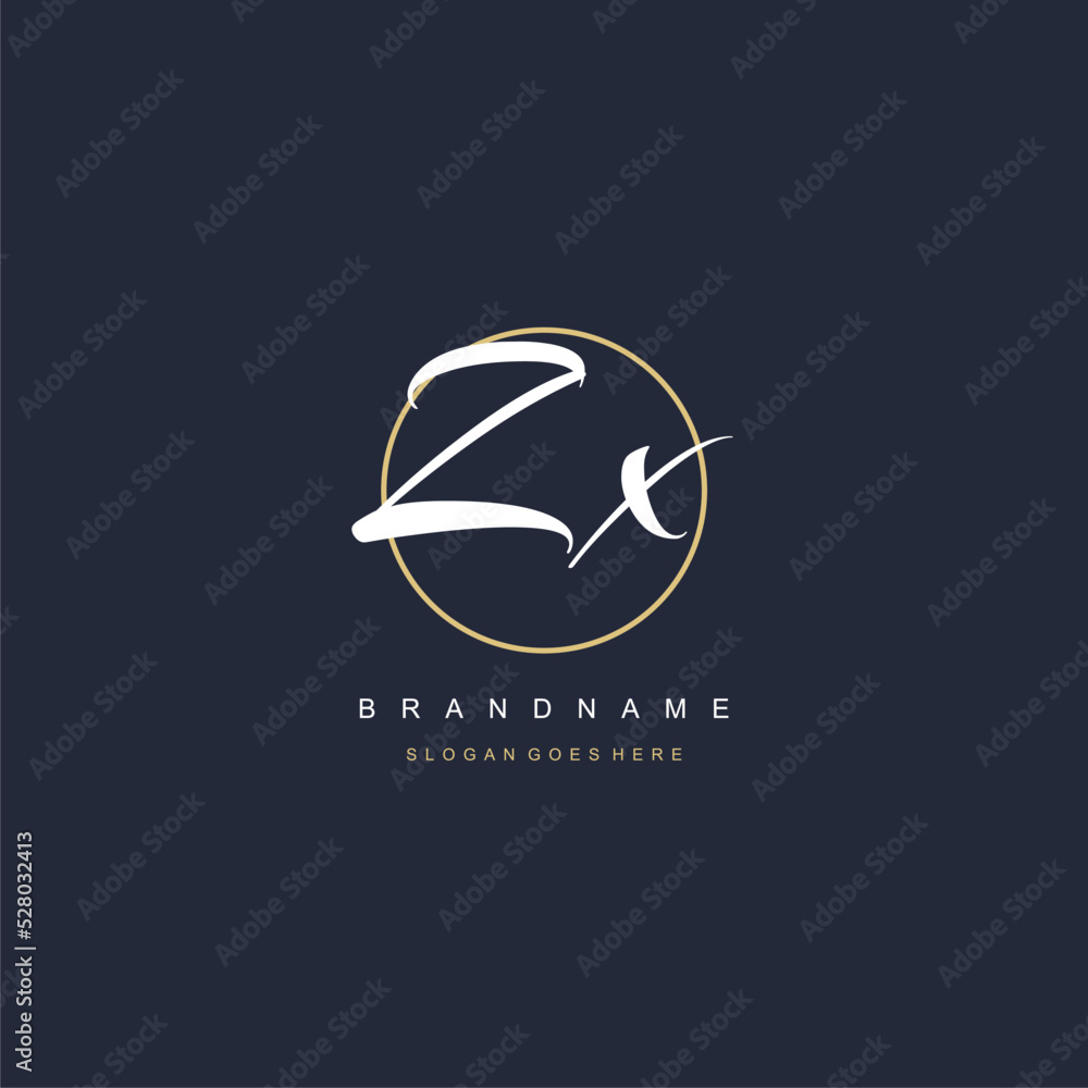 Initial letter ZX logo monogram feminine style with circle line design ...