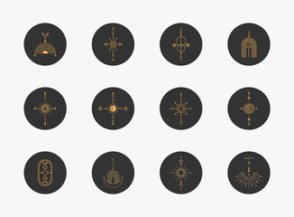Wall Mural - social media highlight cover icons. celestial line art elements. minimal style. vector illustration.