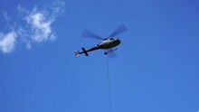 Swiss Helicopter In Rescue Operation In Lauterbrunnen In Switzerland