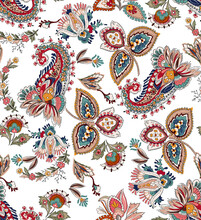 Paisley And Motifs Fabric Patchwork Abstract Seamless Pattern

