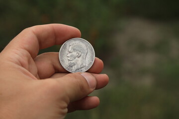 Wall Mural - Old Russian silver coin one ruble