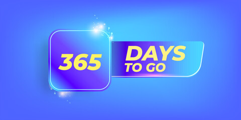 Wall Mural - 365 days to go countdown blue modern horizontal banner design template. 365 days to go sale announcement blue stylish banner, label, sticker, icon, poster and flyer.