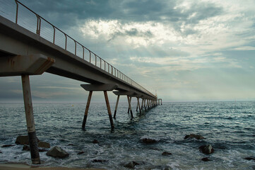 Petroleum bridge large symbol in Badalona, Barcelona, Spain