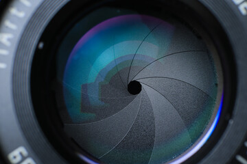 camera lens aperture close up