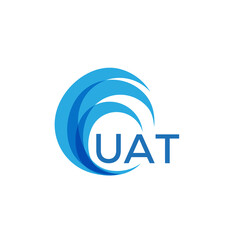 Wall Mural - UAT letter logo. UAT blue image on white background. UAT Monogram logo design for entrepreneur and business. UAT best icon.
