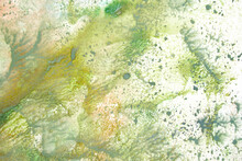 Watercolor Grass Texture Background. Green Abstract Landscape Gradient. Batik Graphic. Fall Color Painting. Design Illustration Brush Stroke. Aquarelle Art Backdrop