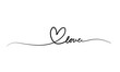 Leinwandbild Motiv Continuous line drawing of heart with word LOVE for valentine