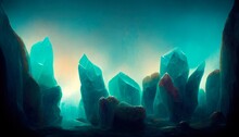 Abstract Aquamarine Crystal Cave Background