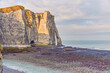 The cliffs of Etretat have great views of the ocean.